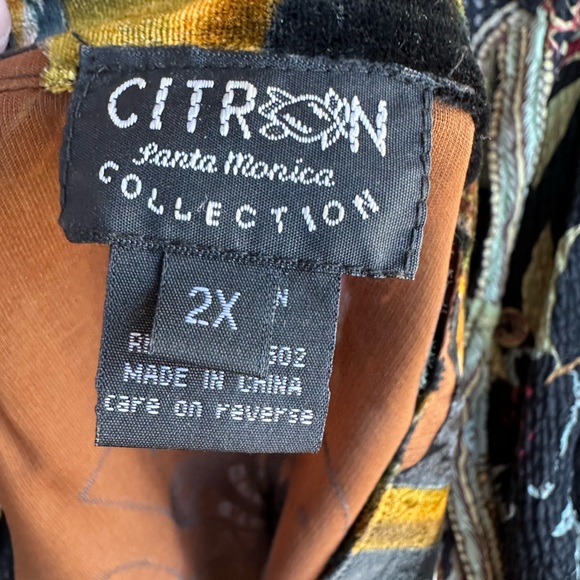 Citron Santa Monica Silk and Velvet Sheer Butterfly Floral Kimono Blouse 2X - Picture 8 of 13